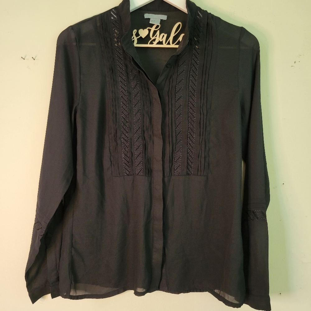 {3/$20} H&M Sheer Black Long-Sleeved Blouse